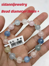 Natural Crystal Morganite Bracelet Girls Jewelry Single Circle One Pic